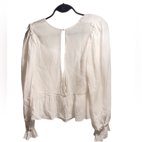 Free People Daia Top French Vanilla open back crinkle long sleeve ruffle top XS - Picture 3 of 3